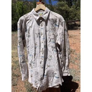 Vtg CABELA'S Duck Hunting Outdoor Print Flannel Shirt Size XL-Tall